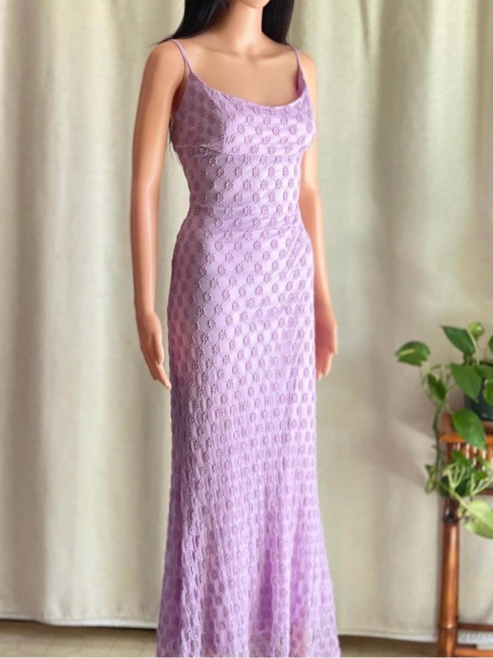 Bardot Lilac Lace Maxi Slip Dress